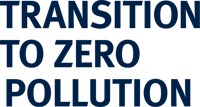 Transition to zero pollution logo in navy